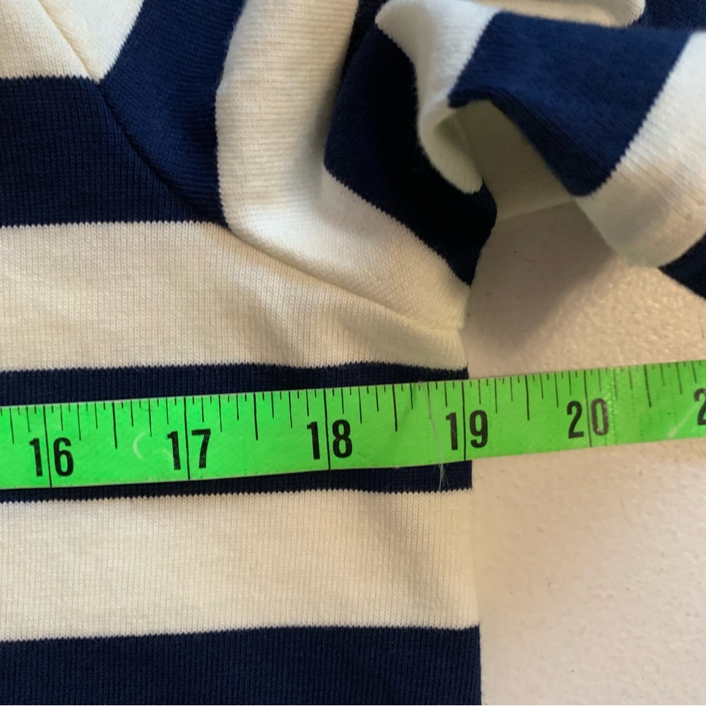 J Crew Factory Navy Short Sleeve Striped Button Shoulder Tee Size Small NWT - Picture 11 of 13
